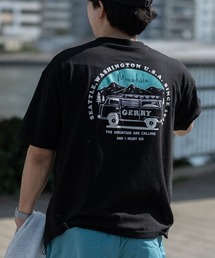 【ag】TC天竺 ワンポイント胸刺繍 バックプリント 半袖Tシャツ
