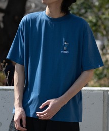 【ag】TC天竺 ワンポイント胸刺繍 バックプリント 半袖Tシャツ