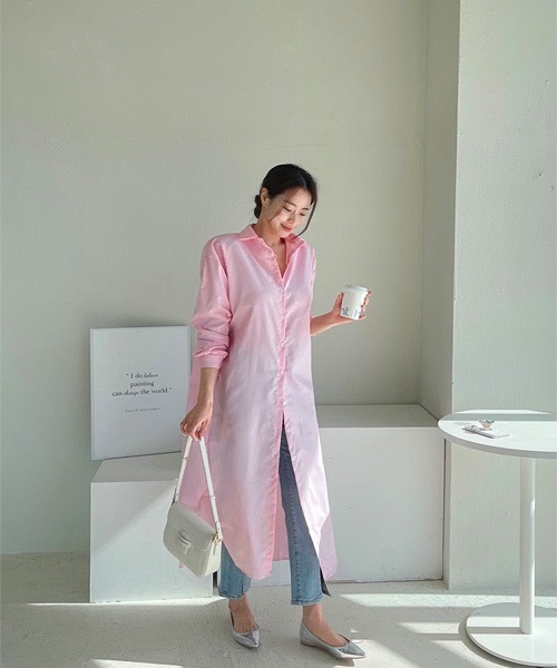 NANING9(ナンニング)の「NANING9 ストライプロングシャツワンピース(シャツワンピース・レディース・スカイブルー/ピンク・FREE)」の17枚目の写真