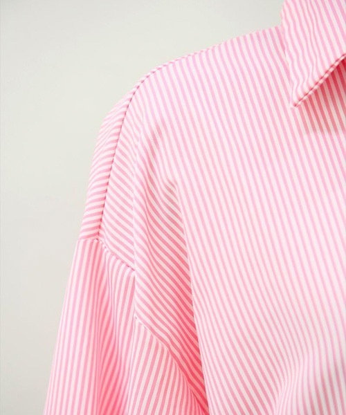 NANING9(ナンニング)の「NANING9 ストライプロングシャツワンピース(シャツワンピース・レディース・スカイブルー/ピンク・FREE)」の6枚目の写真