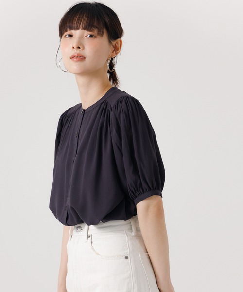 coca(coca)(コカ)の「ヴィンテージレーヨン・スモックブラウス(シャツ/ブラウス・レディース・ブラック/グレイッシュベージュ/グリーン/ホワイト・M/L)」の6枚目の写真