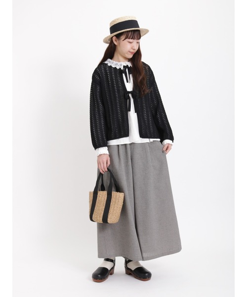 Samansa Mos2(サマンサ モスモス)の「透かし柄リボンカーディガン(カーディガン/ボレロ・レディース・ブラック/ベージュ/キナリ・フリ-)」の15枚目の写真