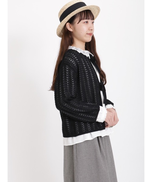 Samansa Mos2(サマンサ モスモス)の「透かし柄リボンカーディガン(カーディガン/ボレロ・レディース・ブラック/ベージュ/キナリ・フリ-)」の17枚目の写真