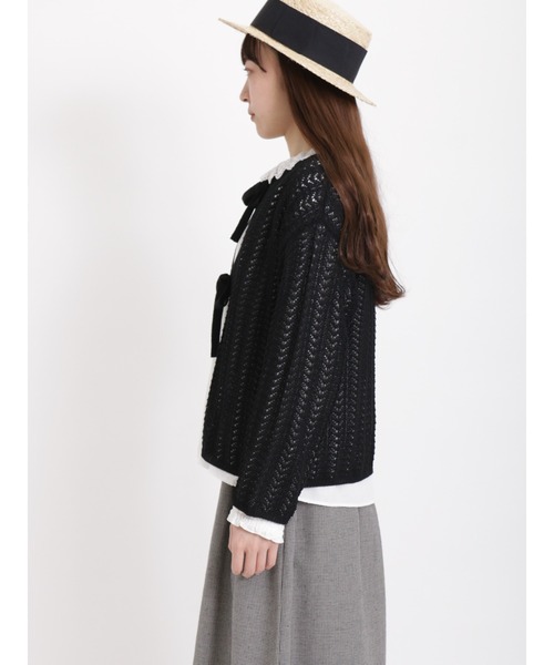 Samansa Mos2(サマンサ モスモス)の「透かし柄リボンカーディガン(カーディガン/ボレロ・レディース・ブラック/ベージュ/キナリ・フリ-)」の19枚目の写真