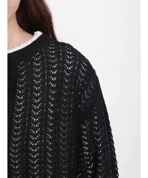 Samansa Mos2(サマンサ モスモス)の「透かし柄リボンカーディガン(カーディガン/ボレロ・レディース・ブラック/ベージュ/キナリ・フリ-)」の7枚目の写真