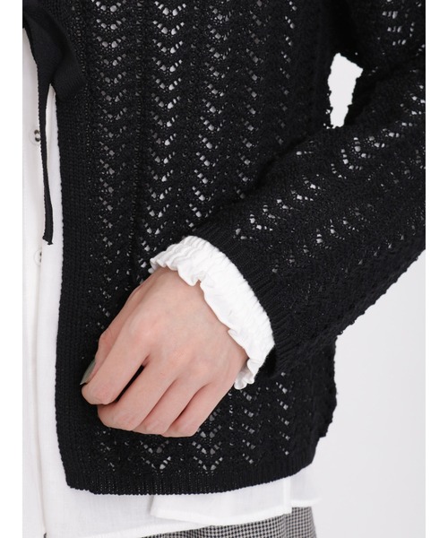 Samansa Mos2(サマンサ モスモス)の「透かし柄リボンカーディガン(カーディガン/ボレロ・レディース・ブラック/ベージュ/キナリ・フリ-)」の8枚目の写真