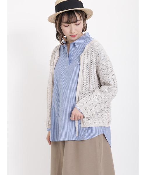 Samansa Mos2(サマンサ モスモス)の「透かし柄リボンカーディガン(カーディガン/ボレロ・レディース・ブラック/ベージュ/キナリ・フリ-)」の12枚目の写真