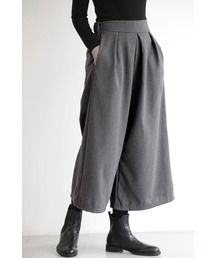 カジュアル ボトムス レディース ワイドパンツ パンツ ズボン クロップド丈 クロップドパンツ ブラック グレー