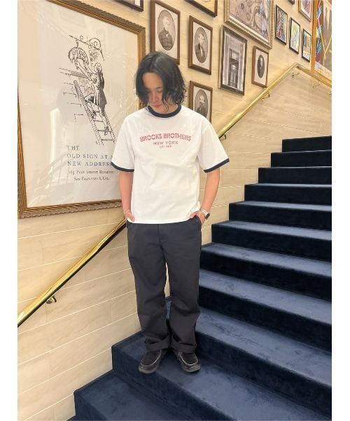 BROOKS BROTHERS（ブルックスブラザーズ）の「◆オンラインショップ限定◆コットン ロゴプリント リンガーＴシャツ（Tシャツ/カットソー・メンズ・グリーン/ピンク/ブルー・LARGE/MEDIUM/SMALL/X-LARGE）」の9枚目の写真