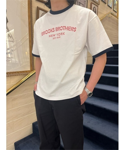 BROOKS BROTHERS（ブルックスブラザーズ）の「◆オンラインショップ限定◆コットン ロゴプリント リンガーＴシャツ（Tシャツ/カットソー・メンズ・グリーン/ピンク/ブルー・LARGE/MEDIUM/SMALL/X-LARGE）」の11枚目の写真