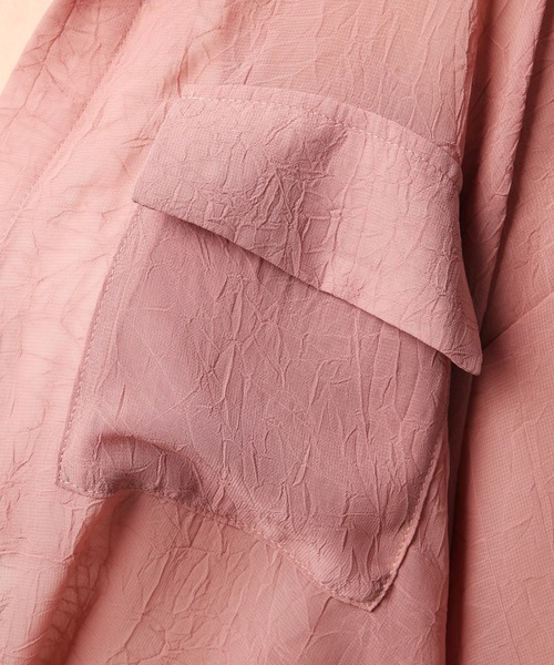 SPIRALGIRL（スパイラルガール）の「ワッシャーシアークロップドシャツ（シャツ/ブラウス・レディース・ブラック/ホワイト/ピンク・FREE）」の15枚目の写真