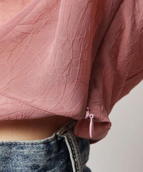 SPIRALGIRL（スパイラルガール）の「ワッシャーシアークロップドシャツ（シャツ/ブラウス・レディース・ブラック/ホワイト/ピンク・FREE）」の17枚目の写真