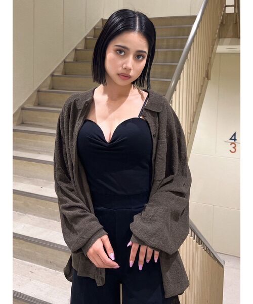GYDA(ジェイダ)の「リブベアスウェットロンパース(つなぎ/オールインワン・レディース・ブラック/ベージュ・FREE)」の12枚目の写真