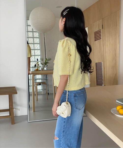 by muni:r(バイ ムニール)の「ダメージカットワイドデニム(デニムパンツ・レディース・ブルー・SMALL/MEDIUM)」の5枚目の写真