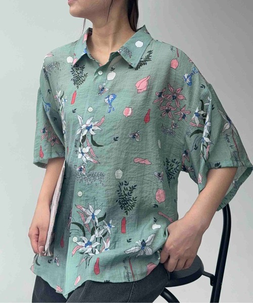 AS KNOW AS plus（アズノゥアズプラス）の「♪着回して半袖ビッグシャツ【UNISEX ITEM】（シャツ/ブラウス・レディース・ベージュ系/ホワイト系/ブラック系/ホワイト系1/ブルー系/ブルー系1/ホワイト系2/ベージュ系1/サックスブルー系/ピンク系/ブラック系1/ブラック系2/ブラック系3/ブルー系2/グリーン系/イエロー系/ベージュ系2/ブルー系3/ブラック系4/ブルー系4/ホワイト系3/ホワイト系その他/ブルー系その他/ブラウン系/ネイビー系/ブラック系5/ベージュ系3/グリーン系4/ブルー系6/オレンジ系6/ブラック系6/グリーン系1・FREE）」の19枚目の写真