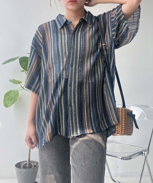 AS KNOW AS plus（アズノゥアズプラス）の「♪着回して半袖ビッグシャツ（シャツ/ブラウス・レディース・ベージュ系/ホワイト系/ブラック系/ホワイト系1/ブルー系/ブルー系1/ホワイト系2/ベージュ系1/サックスブルー系/ピンク系/ブラック系1/ブラック系2/ブラック系3/ブルー系2/グリーン系/イエロー系/ベージュ系2/ブルー系3/ブラック系4/ブルー系4/ホワイト系3/ホワイト系その他/ブルー系その他/ブラウン系/ネイビー系・FREE）」の16枚目の写真