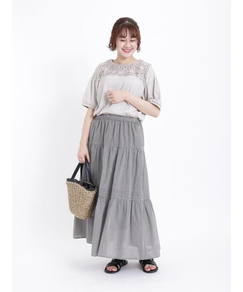 Samansa Mos2（サマンサ モスモス）の「ティアードスカート（スカート・レディース・ブラック/オフホワイト/サックスブルー・F）」の13枚目の写真