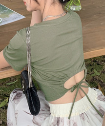 DAY CLOSET | レディース 半袖クロップド丈バックリボントップス(Tシャツ/カットソー)