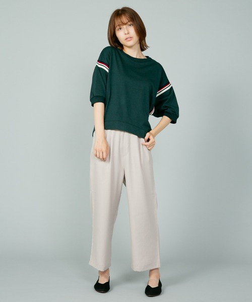 fort point(フォーポイント)の「【FORT POINT/フォートポイント】 袖ラインでシンプル×個性的 ライン入りプルオーバー バルーン袖(Tシャツ/カットソー・レディース・ブラック/アイボリー/グリーン・MEDIUM)」の19枚目の写真