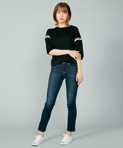 fort point(フォーポイント)の「【FORT POINT/フォートポイント】 袖ラインでシンプル×個性的 ライン入りプルオーバー バルーン袖(Tシャツ/カットソー・レディース・ブラック/アイボリー/グリーン・MEDIUM)」の6枚目の写真