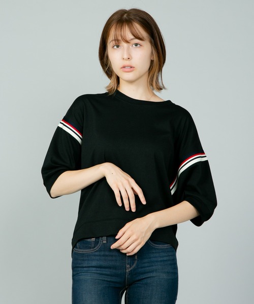 fort point(フォーポイント)の「【FORT POINT/フォートポイント】 袖ラインでシンプル×個性的 ライン入りプルオーバー バルーン袖(Tシャツ/カットソー・レディース・ブラック/アイボリー/グリーン・MEDIUM)」の10枚目の写真