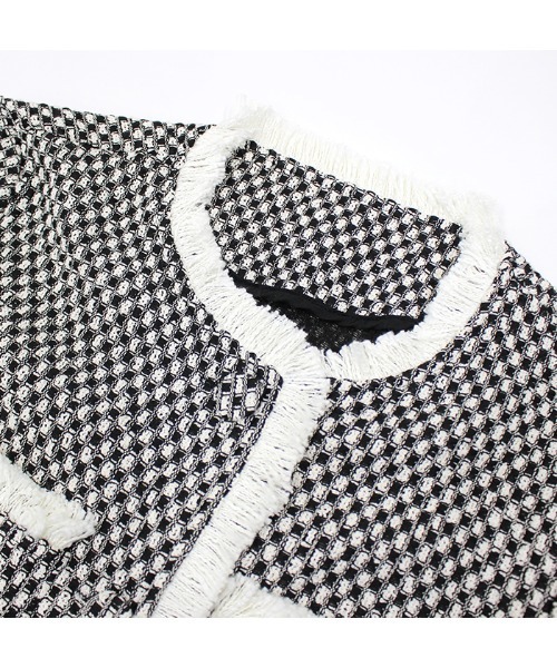 MODE ROBE（モードローブ）の「フリンジライン半袖ツイードジャケット（ノーカラージャケット・レディース・アイボリー/ブラック・FREE）」の19枚目の写真