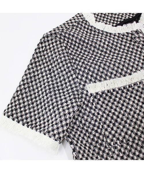 MODE ROBE（モードローブ）の「フリンジライン半袖ツイードジャケット（ノーカラージャケット・レディース・アイボリー/ブラック・FREE）」の20枚目の写真