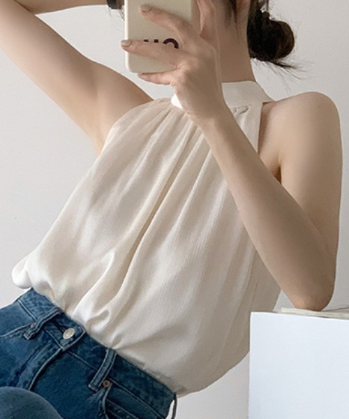 Achic(アシック)の「ノースリーブシフォンシフォン肩出し(シャツ/ブラウス・レディース・ホワイト/ブラック・M)」の11枚目の写真