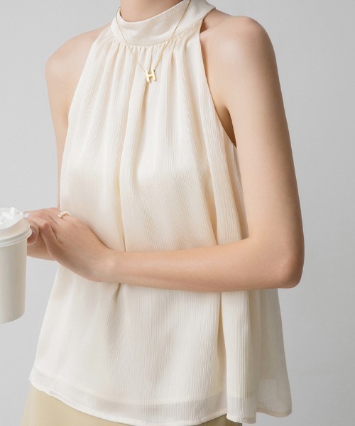 Achic(アシック)の「ノースリーブシフォンシフォン肩出し(シャツ/ブラウス・レディース・ホワイト/ブラック・M)」の13枚目の写真