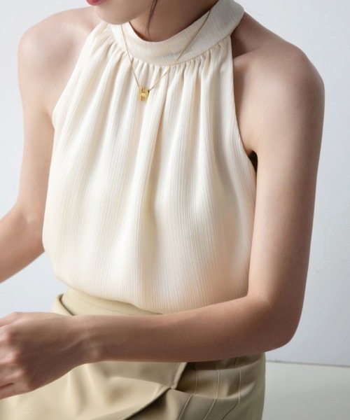 Acne ノースリーブ シフォン　ブラウス セール】ノースリーブシフォンシフォン肩出し（シャツ/ブラウス