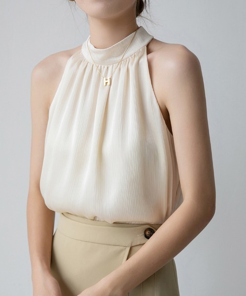 Achic(アシック)の「ノースリーブシフォンシフォン肩出し(シャツ/ブラウス・レディース・ホワイト/ブラック・M)」の18枚目の写真