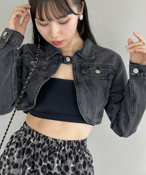 √nuage(ルートニュアージュ)の「フレアヘムクロップデニムジャケット(デニムジャケット・レディース・ブラック/ブルー・FREE)」の13枚目の写真