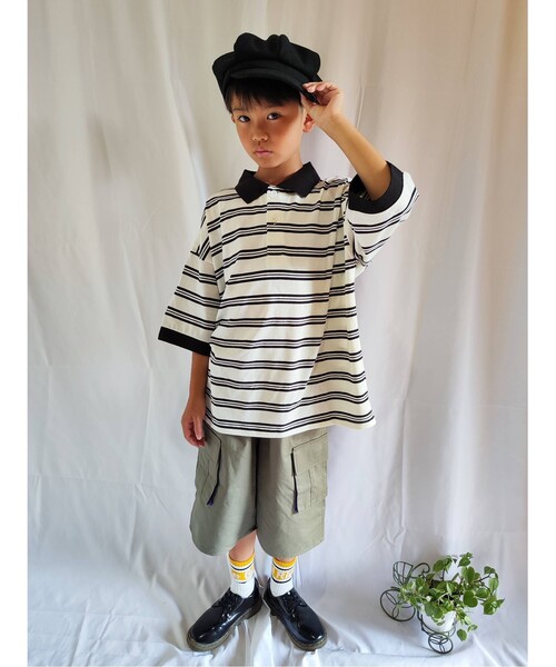 SHOO・LA・RUE(シューラルー)の「◆【110-140cm】五分袖BIGポロシャツ(ポロシャツ・キッズ・アイボリー系2/ブラック系2・13/14/11/12)」の10枚目の写真