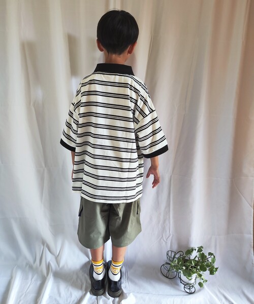 SHOO・LA・RUE(シューラルー)の「◆【110-140cm】五分袖BIGポロシャツ(ポロシャツ・キッズ・アイボリー系2/ブラック系2・13/14/11/12)」の11枚目の写真