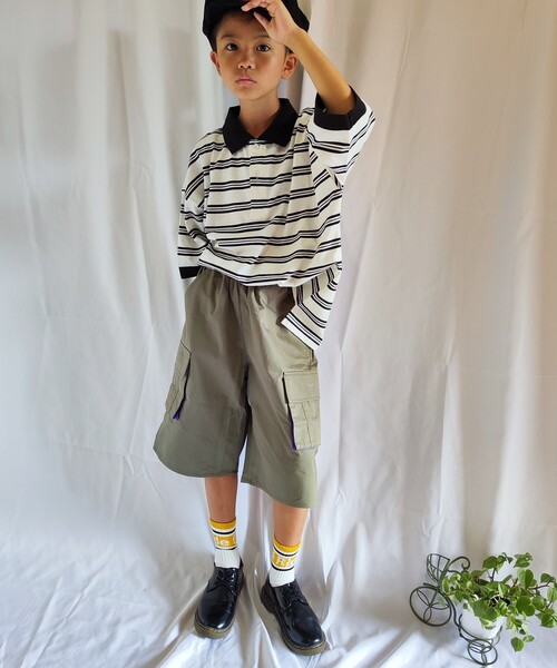 SHOO・LA・RUE(シューラルー)の「◆【110-140cm】五分袖BIGポロシャツ(ポロシャツ・キッズ・アイボリー系2/ブラック系2・13/14/11/12)」の12枚目の写真