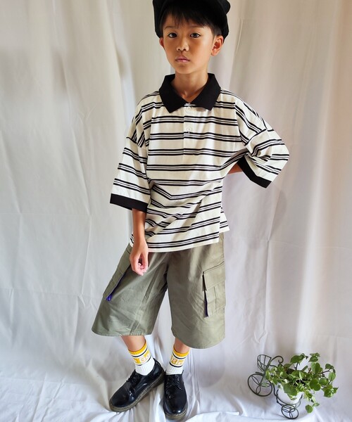 SHOO・LA・RUE(シューラルー)の「◆【110-140cm】五分袖BIGポロシャツ(ポロシャツ・キッズ・アイボリー系2/ブラック系2・13/14/11/12)」の13枚目の写真