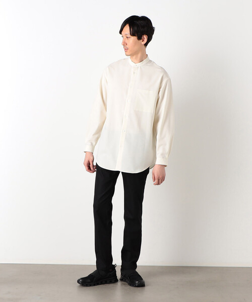 COMME CA ISM(コムサイズム)の「【セットアップ対応】 ウォッシャブル ウールライク 羽織 バンドカラーシャツ(シャツ/ブラウス・メンズ・ブラック/ホワイト/ダークブラウン・SMALL/MEDIUM/LARGE)」の5枚目の写真