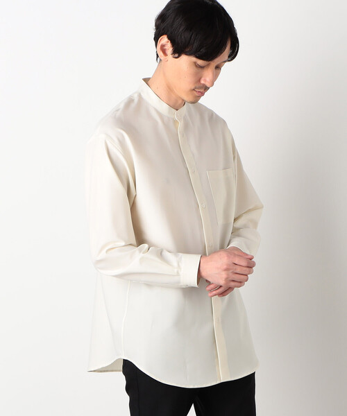 COMME CA ISM(コムサイズム)の「【セットアップ対応】 ウォッシャブル ウールライク 羽織 バンドカラーシャツ(シャツ/ブラウス・メンズ・ブラック/ホワイト/ダークブラウン・SMALL/MEDIUM/LARGE)」の6枚目の写真