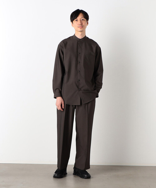 COMME CA ISM(コムサイズム)の「【セットアップ対応】 ウォッシャブル ウールライク 羽織 バンドカラーシャツ(シャツ/ブラウス・メンズ・ブラック/ホワイト/ダークブラウン・SMALL/MEDIUM/LARGE)」の9枚目の写真