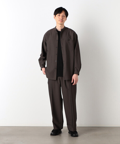 COMME CA ISM(コムサイズム)の「【セットアップ対応】 ウォッシャブル ウールライク 羽織 バンドカラーシャツ(シャツ/ブラウス・メンズ・ブラック/ホワイト/ダークブラウン・SMALL/MEDIUM/LARGE)」の10枚目の写真