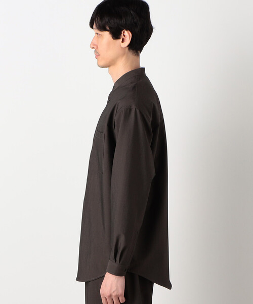 COMME CA ISM(コムサイズム)の「【セットアップ対応】 ウォッシャブル ウールライク 羽織 バンドカラーシャツ(シャツ/ブラウス・メンズ・ブラック/ホワイト/ダークブラウン・SMALL/MEDIUM/LARGE)」の14枚目の写真