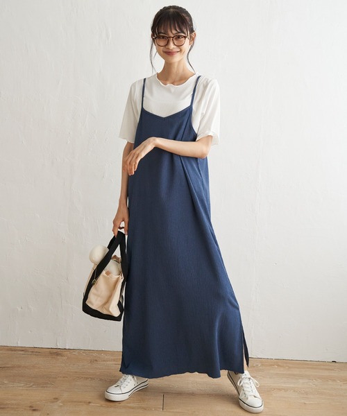 LBC（エルビーシー）の「★WEB限定★【2点セット】Tシャツセット楊柳キャミワンピース（ワンピース・レディース・ベージュ/ブラック/ブルー系・M）」の9枚目の写真