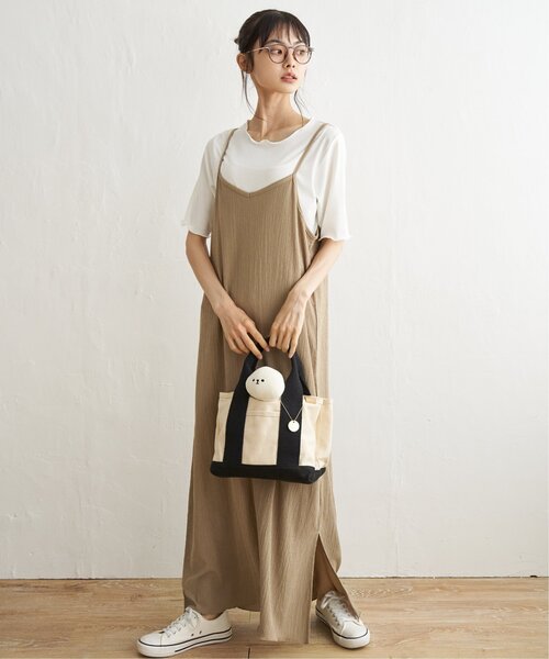 LBC（エルビーシー）の「★WEB限定★【2点セット】Tシャツセット楊柳キャミワンピース（ワンピース・レディース・ベージュ/ブラック/ブルー系・M）」の4枚目の写真