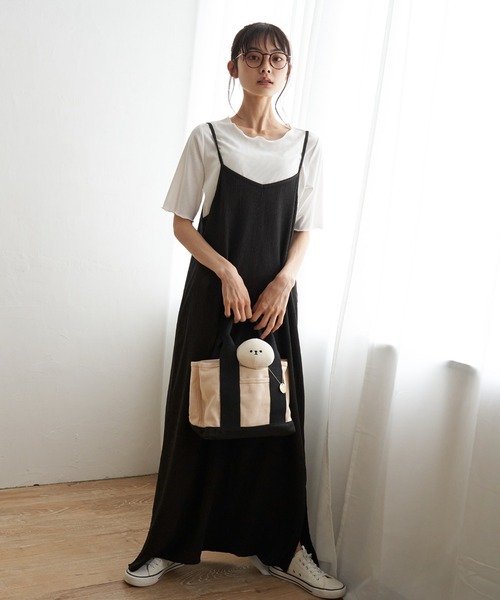 LBC（エルビーシー）の「★WEB限定★【2点セット】Tシャツセット楊柳キャミワンピース（ワンピース・レディース・ベージュ/ブラック/ブルー系・M）」の5枚目の写真