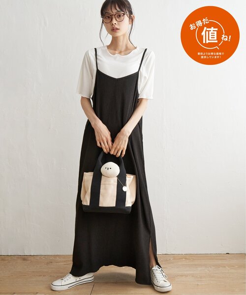 LBC（エルビーシー）の「★WEB限定★【2点セット】Tシャツセット楊柳キャミワンピース（ワンピース・レディース・ベージュ/ブラック/ブルー系・M）」の8枚目の写真