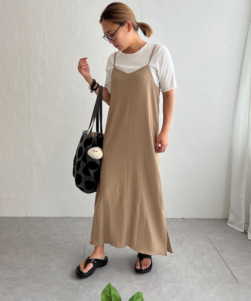 LBC（エルビーシー）の「★WEB限定★【2点セット】Tシャツセット楊柳キャミワンピース（ワンピース・レディース・ベージュ/ブラック/ブルー系・M）」の12枚目の写真