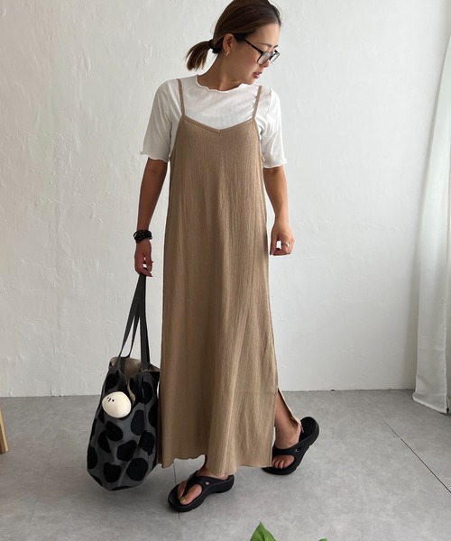 LBC（エルビーシー）の「★WEB限定★【2点セット】Tシャツセット楊柳キャミワンピース（ワンピース・レディース・ベージュ/ブラック/ブルー系・M）」の14枚目の写真