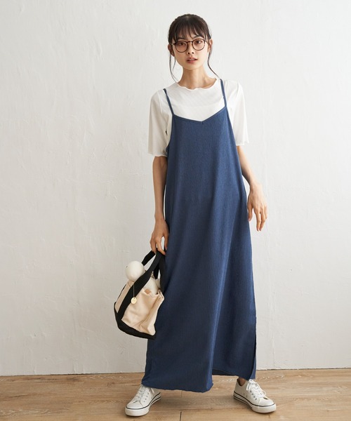 LBC（エルビーシー）の「★WEB限定★【2点セット】Tシャツセット楊柳キャミワンピース（ワンピース・レディース・ベージュ/ブラック/ブルー系・M）」の15枚目の写真