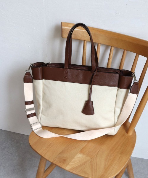 MIAN （ミアン）の「キャンバス2wayビッグトートバッグ（トートバッグ・レディース・ブラック/グリーン/ブラウン・FREE）」の3枚目の写真