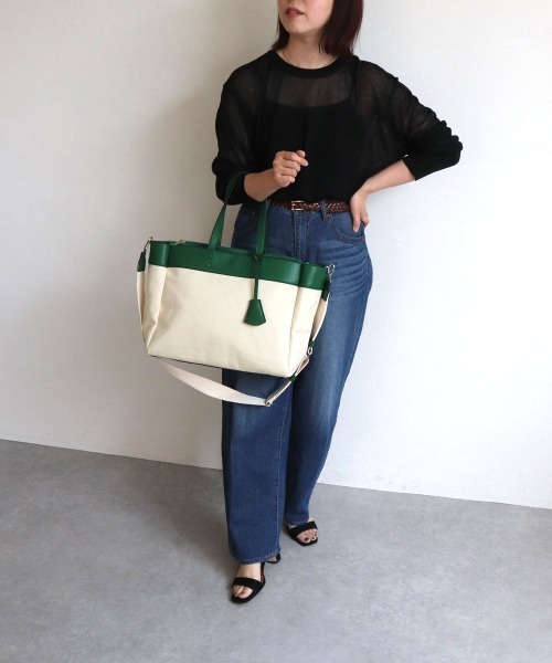 MIAN （ミアン）の「キャンバス2wayビッグトートバッグ（トートバッグ・レディース・ブラック/グリーン/ブラウン・FREE）」の7枚目の写真